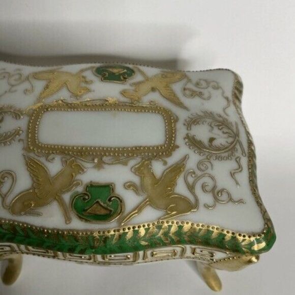 Nippon Trinket Box Piano Bench Style Rectangular 4 Legs Hand Painted 2.5" X 3.5" - Picture 9 of 13